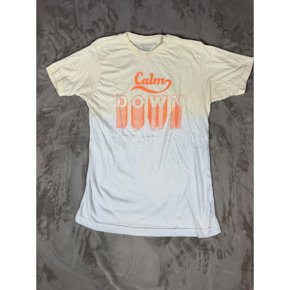 Taylor Swift Calm Down Lover Era Dip Dye Graphic T-Shirt Cream White Medium